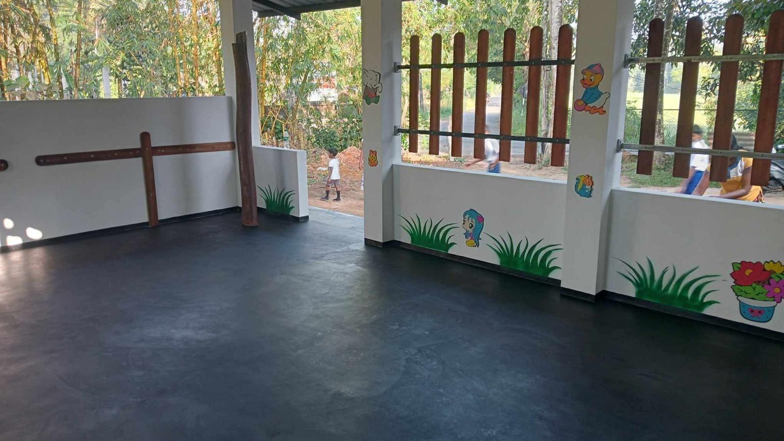 Students and teachers at the newly built classroom